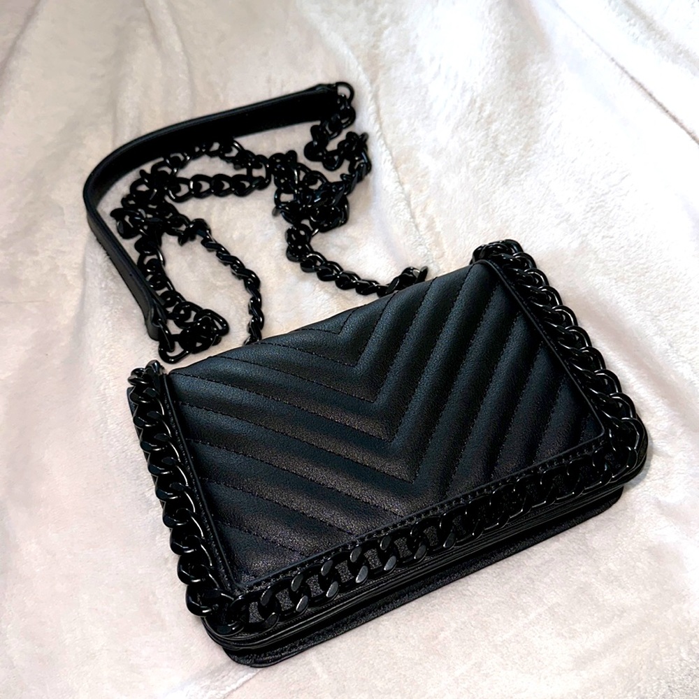 Aldo Black Chain Leather Shoulder Bag